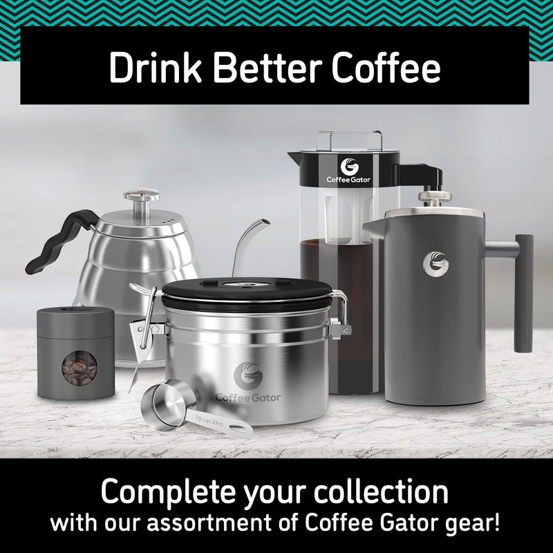 Coffee Gator Gooseneck Kettle with Thermometer - 40oz Premium Stainless Steel Pour Over Coffee Maker Kettles, Stove Top, w/Precision Drip Spout, for Drip Coffee, French Press, Tea Kettle, 5 Cup, 1.2L 40 fl oz