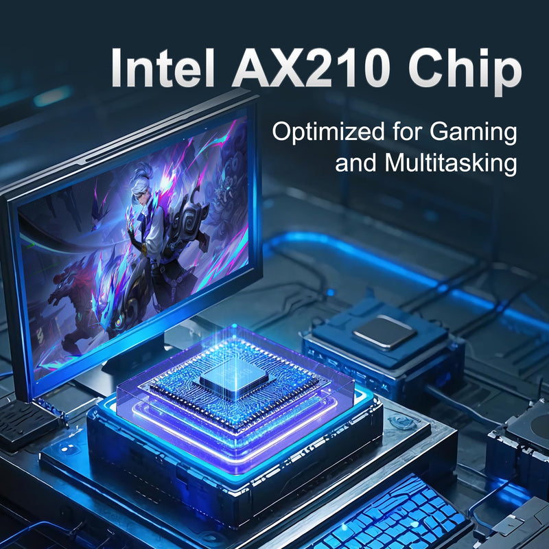 WiFi 6E PCIe Card | Intel AX210 Chip | 5400Mbps Tri-Band 2.4GHz/5GHz/6GHz | Bluetooth 5.3 | Low Latency Wireless Adapter for Gaming & Streaming | Windows 10/11 Compatible
