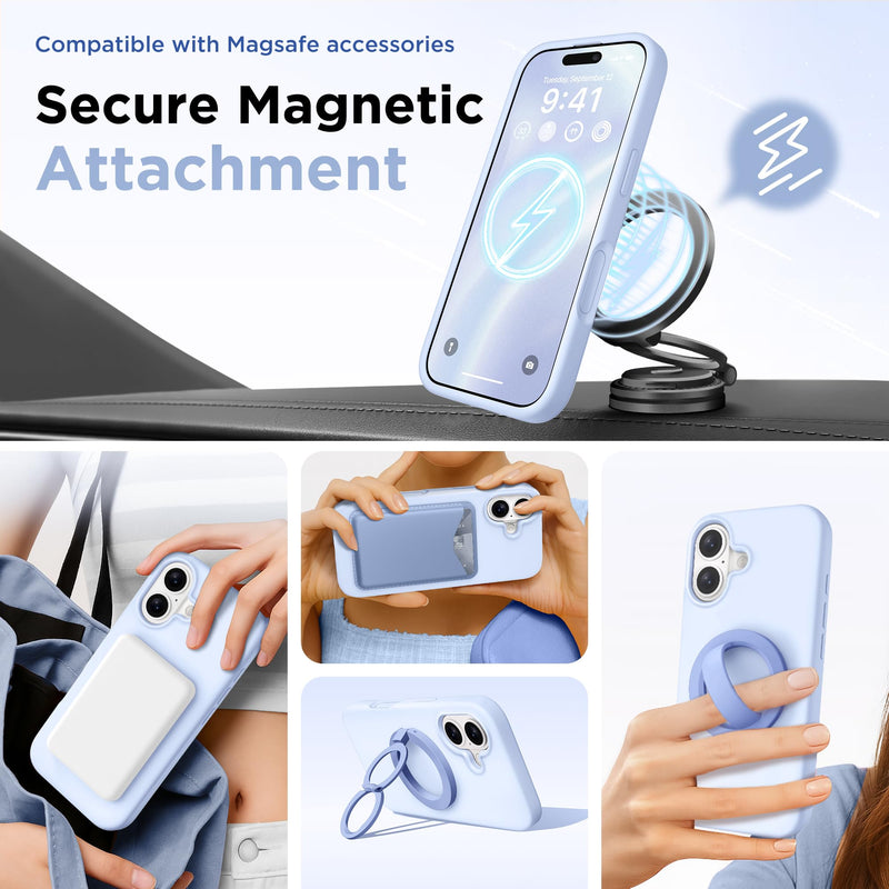 GolbinBox for iPhone 17 Case, Compatible with MagSafe, Baby Blue | Screen Protector + Camera Lens Protector, Liquid Silicone, Shockproof Phone Cover with Anti-Scratch Microfiber Lining For Iphone 17 (6.3 Inch, 2 Lens)