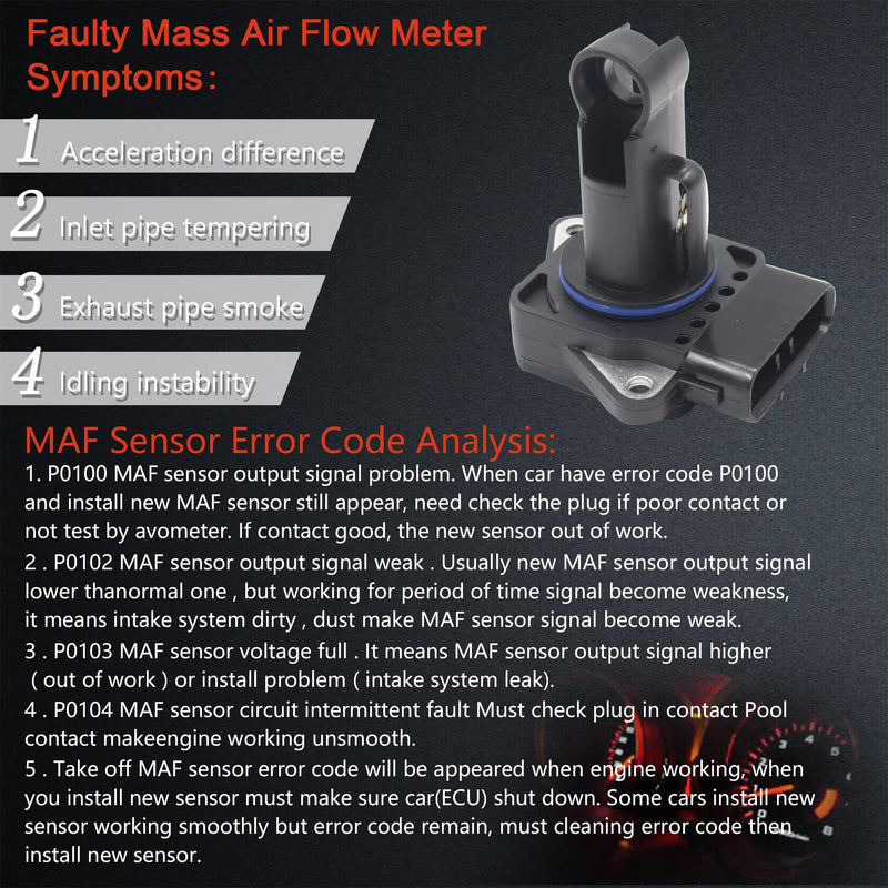  [AUSTRALIA] - Maf Mass air Flow Sensor Meter Compatible with Toyota Avalon 1999-2001; Camry 2002-2006; Tacoma 1999-2009; Lexus ES300 1999-2003; Scion XB 2004 and More Replace OE 22204-22010