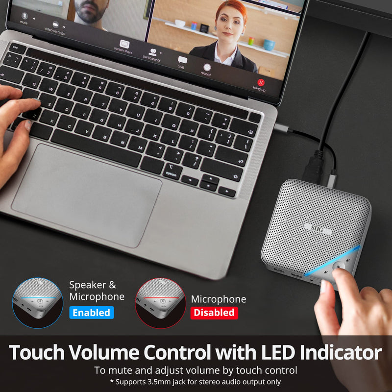 SIIG USB-C Multitask Mini Dock with Conference Speaker, Omnidirectional Microphone, Touch Volume Control, 4K HDMI, USB 3.0, 85W PD, Plug-N-Play, Mac and Windows, Silver (JU-DK0S11-S1)