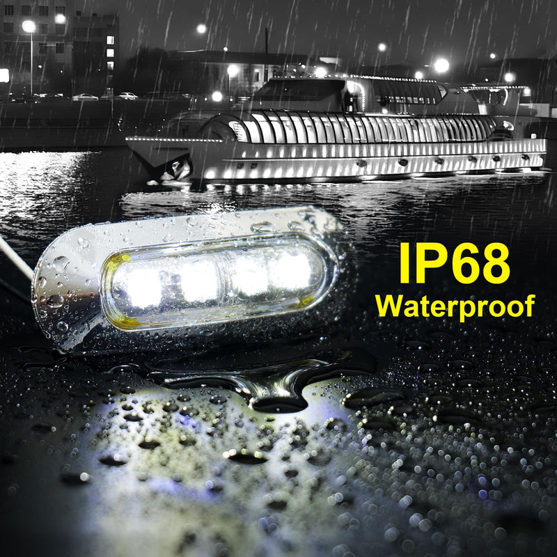 20Pack 3.7 Inch 4 LED Marine Boat Interior Lights, DC12-24V Waterproof Courtesy Lamp Deck Transom Stern Cabin Navigation Lighting for Fishing Pontoon Yacht Kayak Sailboat - White