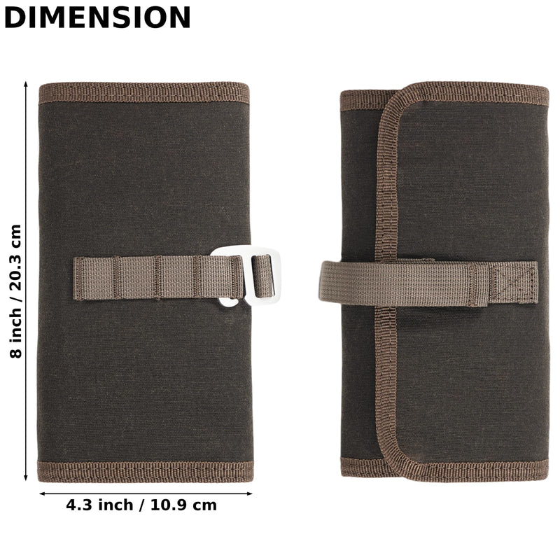 Roll Up Tool Bag Organizer, Small Tool Roll for Pen Lovers & Tech, Waxed Canvas Tool Pouch Pen Bag Pen Case Organizer, Multi-Pocket with Elastic Loops for Pencils, Art Supply, Hard Drives - EDC Bag