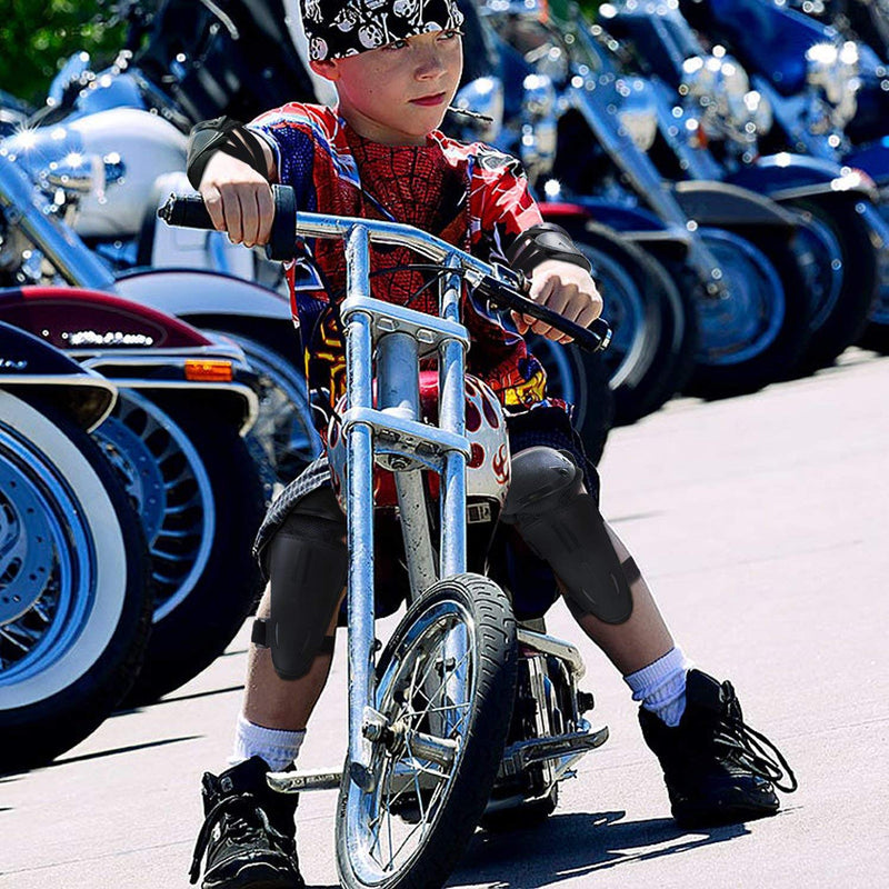 Webetop Kids Dirt Bike Knee and Elbow Pads Shin Guards Youths Kids Motocross Protective Gear Set 4pc (Black) black