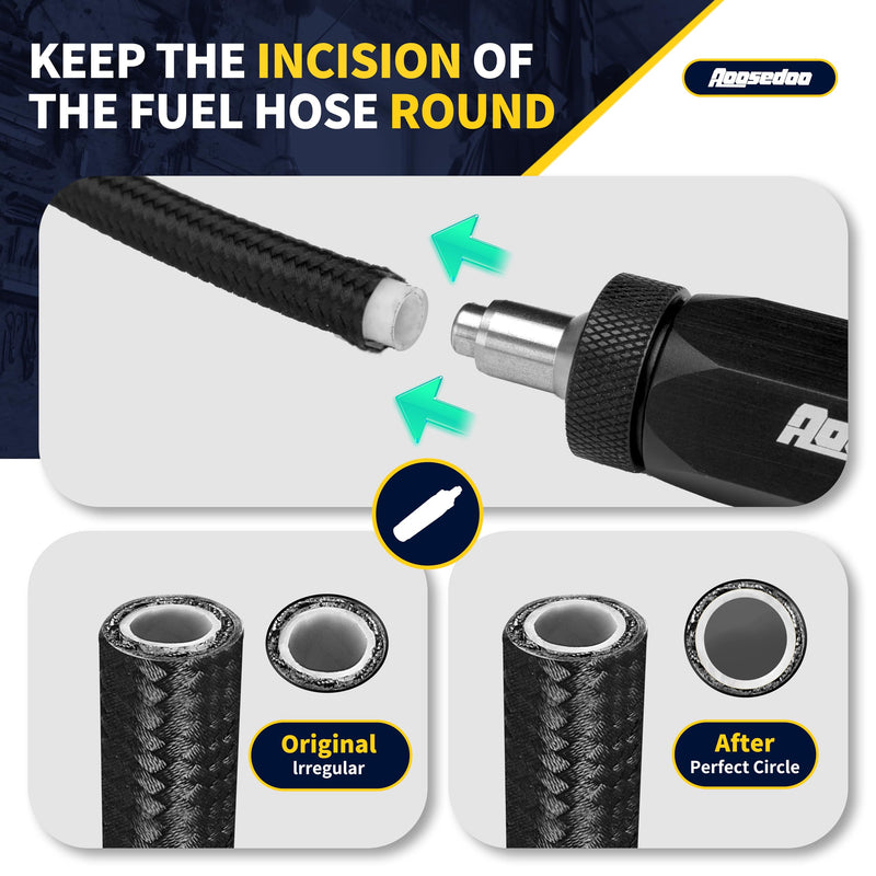 PTFE Hose Assembly Tool, Hose Reaming Tool For 4AN, 6AN, 8AN, 10AN PTFE Fuel Line Assembly. With a Double-ended AN Fittings Wrench 6AN Socket- AN8 B-nut, Blue With Wrench