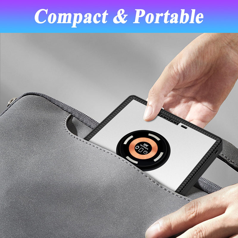 External CD Drive for Laptop: with 15W Wireless Charger Plug & Play | Optical DVD Burner for Apple Mac Linux Windows PC, Portable DVD Player Disc Reader with 3 USB3.0 Ports 1 USB C, 1 TF&SD Port