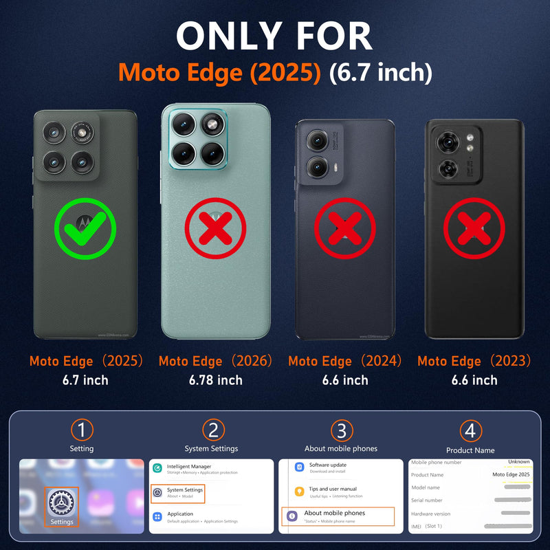 Pilaru Magnetic for Motorola Edge 2025 Case with Screen Protector (Built-in Magnets) (Military Grade Drop Protection) Slim Translucent Matte Shockproof Anti-Fingerprint funda para Moto edge 2025 Black Matte Black