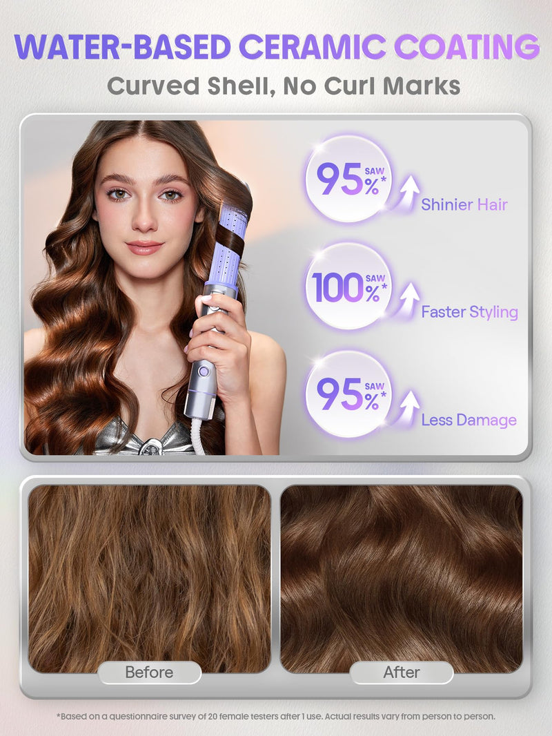 SHEGLAM Hair Curler and Straightener, Manual Airflow Styler, 360° Cool Air Lock, 2 in 1 Hair Straightener & Curler, Anti-Scald Flat Iron, Fast Curling Straightening Less Damage for Long Short Hair