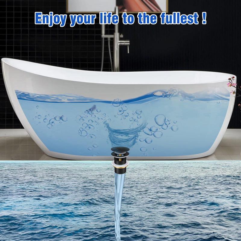FERUERW Pop-up Drain Kit for Freestanding Bathtub Tub Drain/Stopper,Freestanding Bathtub Drain Stopper,Suitable for Most Freestanding Bathtub Matte Black