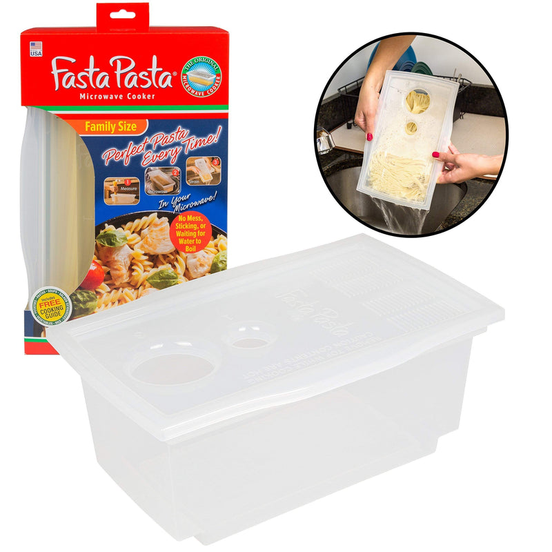 Microwave Spaghetti Cooker -The Original Fasta Pasta Family Size- Quickly Cooks up to 8 Servings- No Mess, Sticking, or Waiting for Water to Boil- Perfect Al Dente Pasta Every Time 1 Count (Pack of 1)
