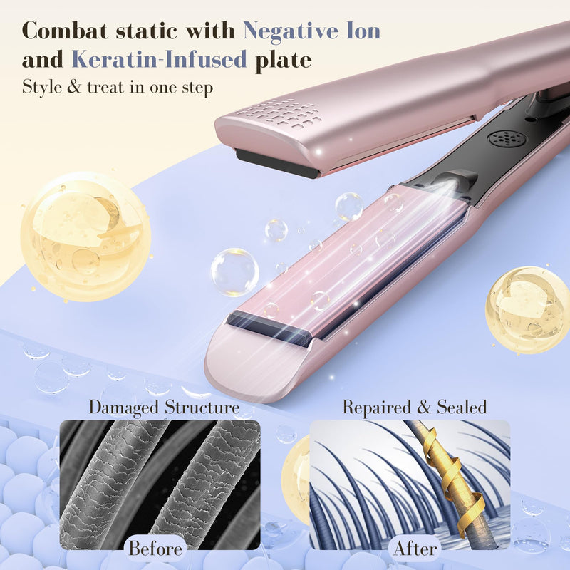 BarberBoss Hair Straighteners for Women, Precision Ceramic Hair Straightener with Floating Plates, Negative Ion & Keratin Technology, LED Temperature Control, Flat Iron for Straightening, QR-8412