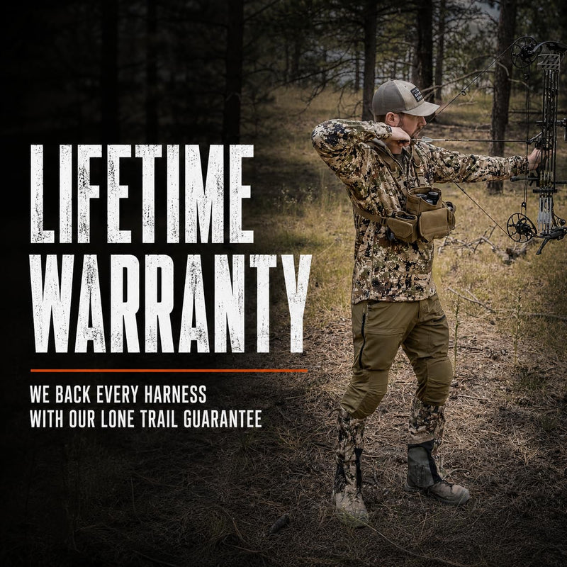Binocular Harness Chest Pack - Bino Harness Hunting Chest Rig | Waterproof 500D Cordura case, silent magnetic closure, MOLLE rangefinder pouch, elk deer glassing Lt1 - Standard