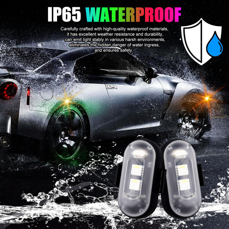 Wireless LED Lights for Car, Wireless Rock Lights with 8 Colors 10 Modes,Led Strobe Warning Light, Motorcycles, Boats, Camping, Bikes, Drones，Design in USA (4pcs Black) 4pcs