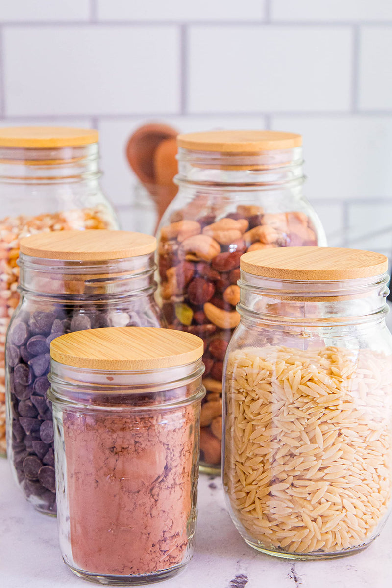Bamboo Wooden Mason Jar Lids Regular Mouth, ECO friendly - Fits Standard Size Mason, Ball and Glass Canning Jars - Set of 8 (Pack of 2) Set of 8 (Pack of 2)