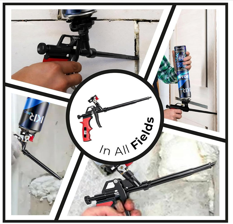 Luft Professional Expanding Foam Spray Gun (2 Insulation Guns + 9 Extenders) PU Insulating Applicator Heavy Duty Metal Body Dispensing Foam Gun Suitable for Caulking, Filling, Sealing (2 Pack) 2 Pack