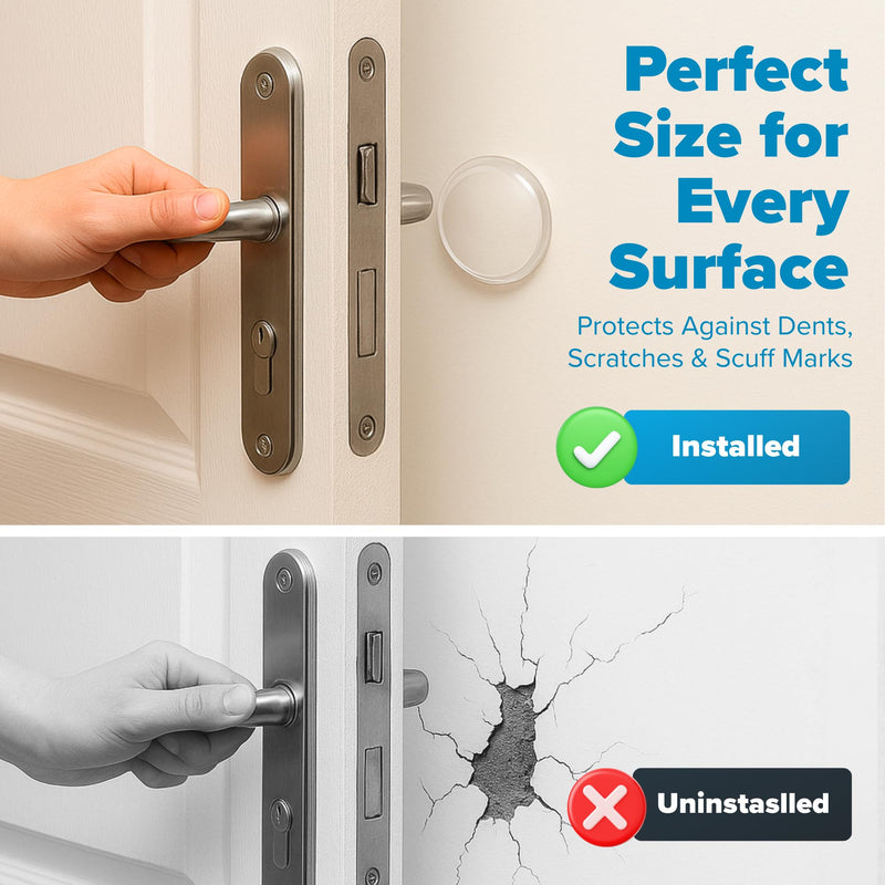 STRONGEST HOME Wall Protector for Door Knobs, 2-Inch - Clear Self-Adhesive Door Stopper Guards - Quiet Rubber Bumpers for Wall Protection, 20-Pack Medium (Door 20 Pack)