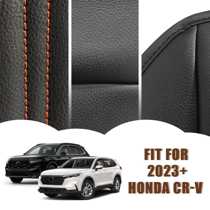 Muslogy Center Console Cover Compatible with 2023+ 2025 2026 Honda CR-V Accessories CRV Hybrid LX EX EX-L Sport Touring Armrest Cover Lid Cushion Protector Vegan Leather Extra Soft(Black/Orange Trim) 11) 23+ |CR-V| Black/Orange Stitching, Regular