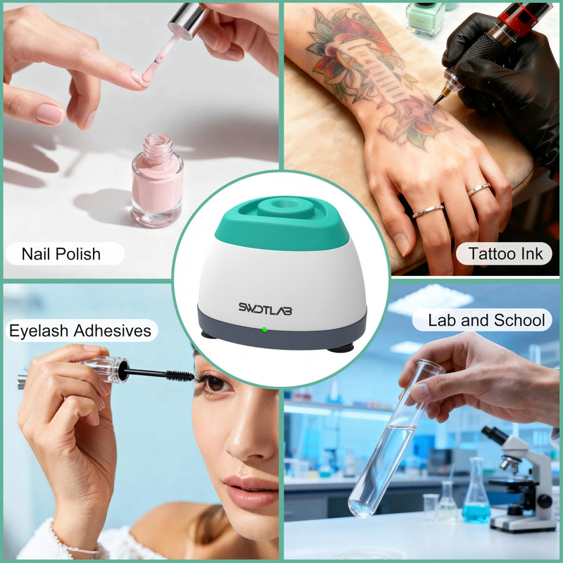 Vortex Mixer 4000rpm with Zinc Alloy Base, Nail Polish Shaker, Glue Shaker & Paint Mixer for Gel Polish Acrylic Paints Eyelash Adhesives Tattoo Ink Test Tubes, Green