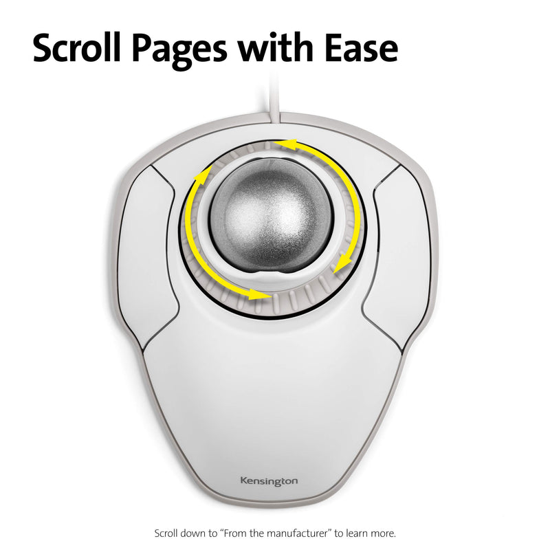 Kensington Orbit Trackball Mouse with Scroll Ring (White) (K72500WW) White-Grey wired usb