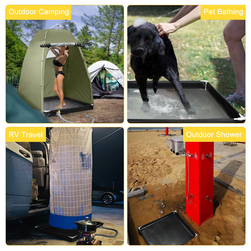 Portable Shower Pan (Not Including Tent) 39" x 39", Foldable Camping Shower Base Floor for Outdoor Indoor Beach