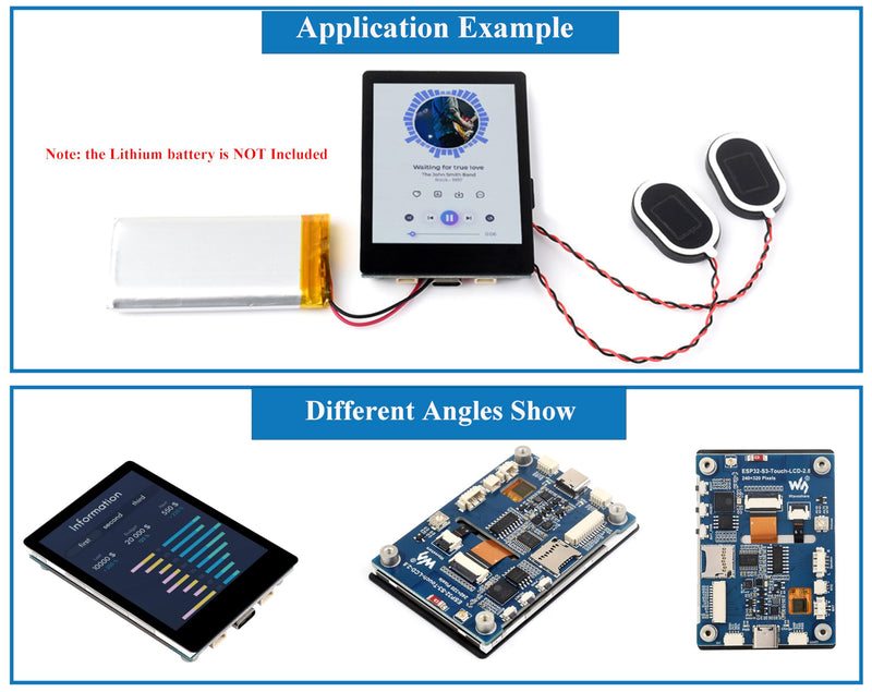 ESP32-S3 2.8inch Capacitive Touch Display Development Board, 5-Point Touch, 240×320 IPS LCD, 32-bit LX7 Dual-Core Processor, Support Wi-Fi & Bluetooth, Multiple Peripherals Interfaces, with Speaker