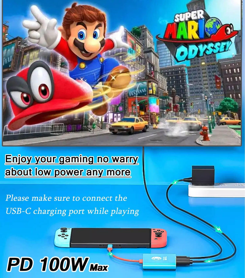 Switch Dock, TV Docking Station for Nintendo Switch/Switch OLED/Steam Deck, 4K@30HZ/1080P@60HZ Portable Switch TV Dock with PD 100W Charging, USB 3.0 Port（3-in-1 Adapter