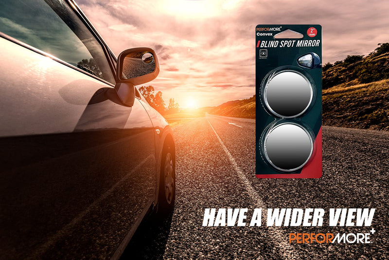 Performore 2 Pack of Blind Spot Car Mirrors, 2 Inch Round HD Glass Convex Rear View Wide Angle Side Mirror Blindspot with Self Adhesive Back for Universal Vehicles Fixed