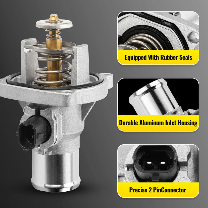 Upgrade Aluminium Thermostat Housing Assembly W/Sensors for Chevy Aveo Aveo5 2009-2011 Cruze 2011-2016 Sonic 2012-2018 Trax 2013-2018,Pontiac G3 2009-2010 - Replaces 902-821 96984104 55564891 55578419 902-821(Upgrade Aluminum)