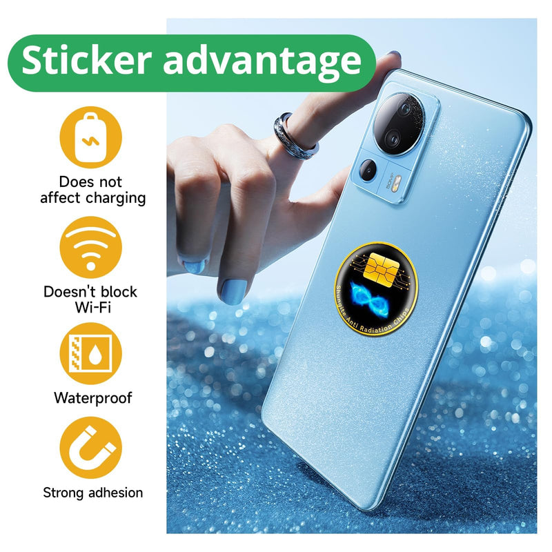 6 Pcs Cell Phone Protection Stickers Neutralizers for Smartphones, Tablets, Laptops, Computers, WiFi, TV, Monitors - All Devices Black uu 6 Pcs