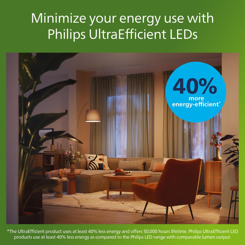 Philips LED 60W A19 12-Pack Ultra Efficient Daylight (5W = 60W) Dimmable Clear Flicker-Free Light Bulb
