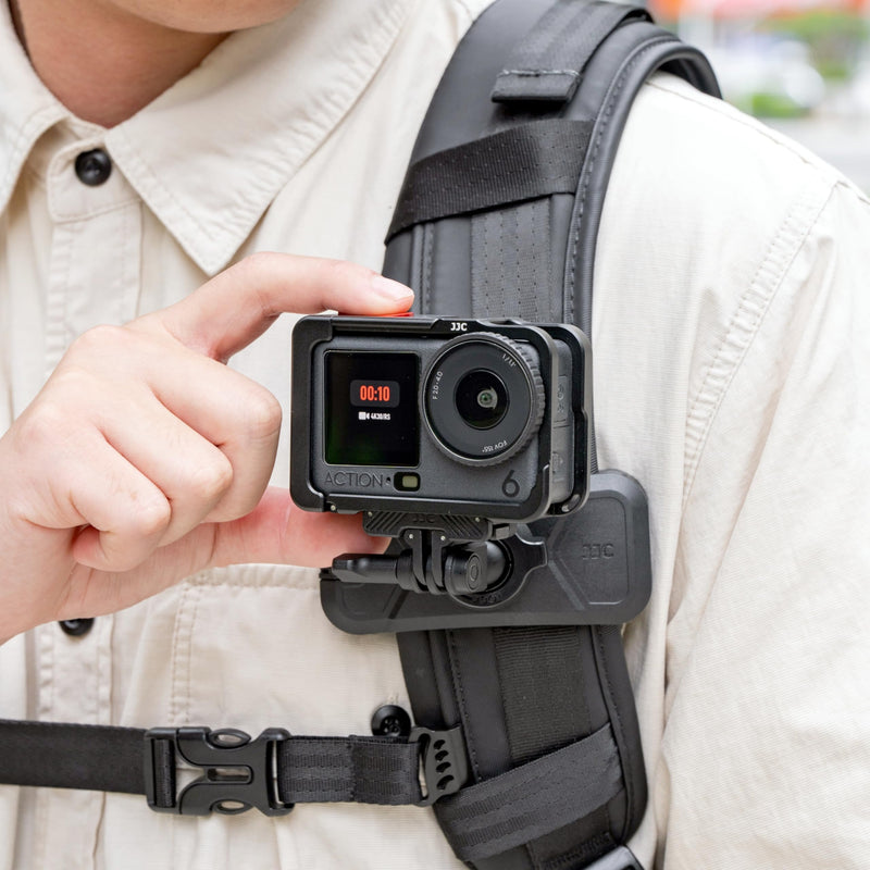 JJC Backpack Shoulder Strap Clip Mount for DJI Osmo Action 6 5 4,Anti-Slip | Ball Head 360° Rotation for Gopro 13 12 11 10 9,for Insta360 Ace/Ace Pro 2,Filrmly Hold Action Cameras on Shoulder Strap Black - for Action Cams