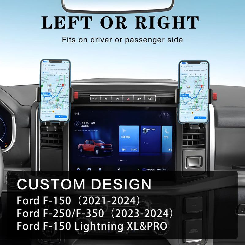 EASEORD Aluminum Vent Phone Mount - Compatible with Ford F150 (2021-2025), F-250/F-350 (2023-2024), F150 Lightning XL & PRO - 360 Rotation for iPhone, Android, Samsung & All Phones Standard-phone holder