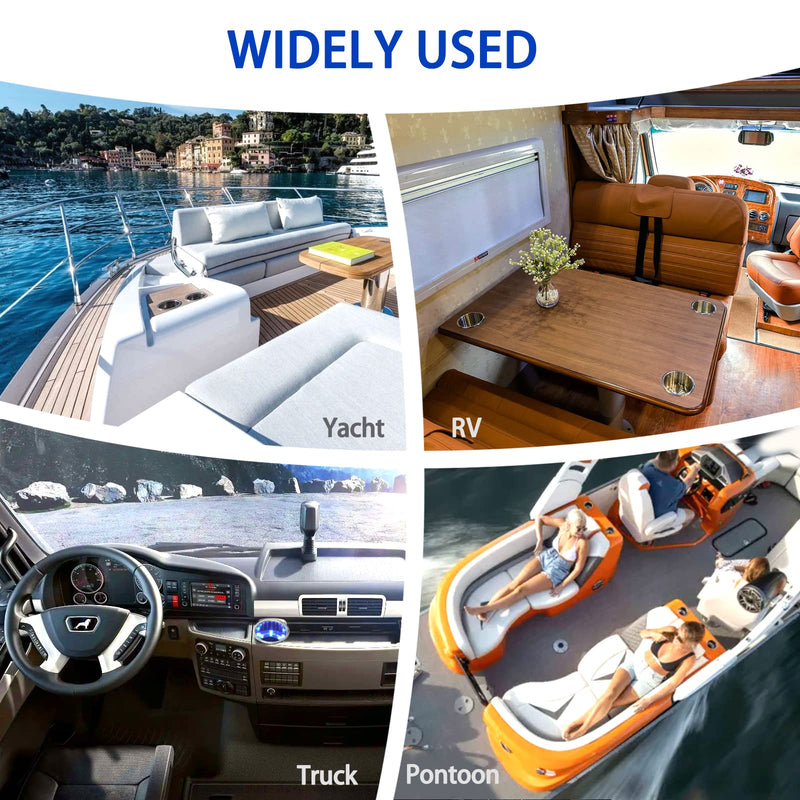 2 Pcs Blue LED Stainless Steel Cup Drink Holder with Drain & LED Marine Boat Rv Camper Seating