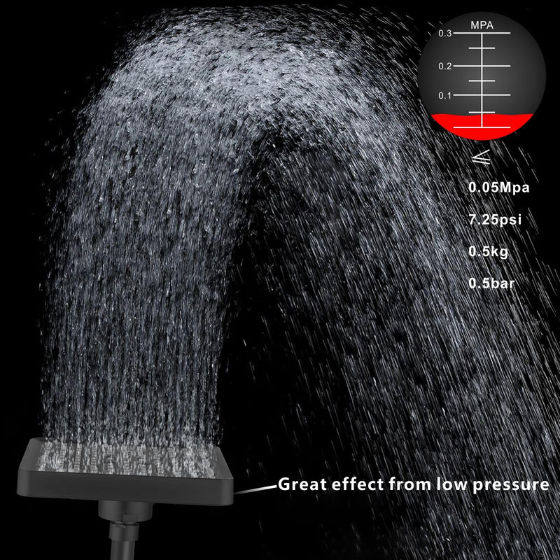 Voolan High Pressure Rain Shower Head - Luxury Modern Look - The Adjustable Replacement For Your Bathroom Showerhead - 6" Square High Flow Pressure Boosting Showers (Matte Black) Matte Black