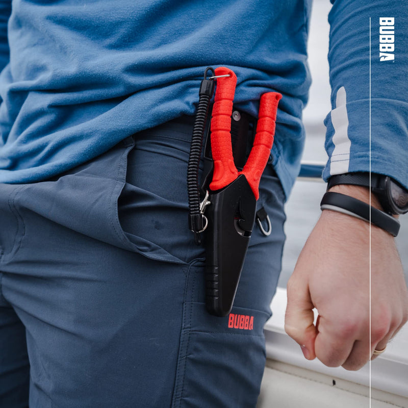 BUBBA 8.5" Stainless Steel Pliers with Non-Slip Handle, Spring Loaded with Crimping Tools and Anvil Cutters Lanyard Hole and Sheath 8.5" Pliers