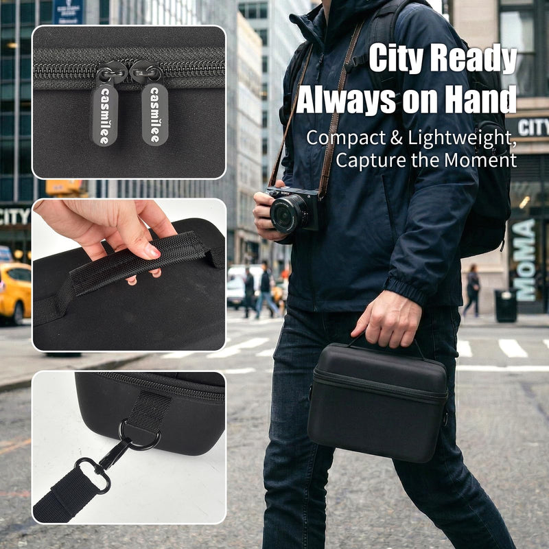 casmilee Camera Case for Sony Alpha ZV-E10 Alpha a6400/ a6700/ a6100/ a6000/ a6600/ a6500 Mirrorless Digital Camera, Hard Travel Bag with a Shoulder Strap for Lens & Accessories (Black, Large) Black