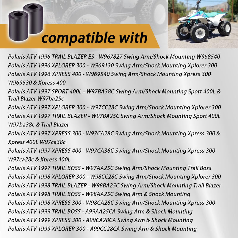 7041448 Rear Shock Bushings Compatible With rear shocks' upper and lower eyelets Polaris ATV models from 88-99 (Fits for Polaris Sport 400LTrail Boss 250 Xplorer 300 Xpress 300 Sport 400L Xpress 300)