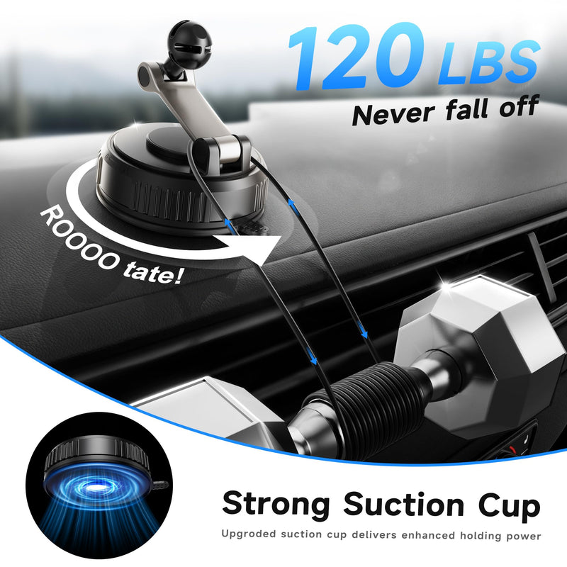 for 25W MagSafe Car Mount Charger with Cooling Fan, Magnetic Wireless Car Charger, Suction Cup & Vent Attachment Phone Holder, 25W Fast Charging Car Cooling Phone Mount for iPhone 17/16,S26 Ultra