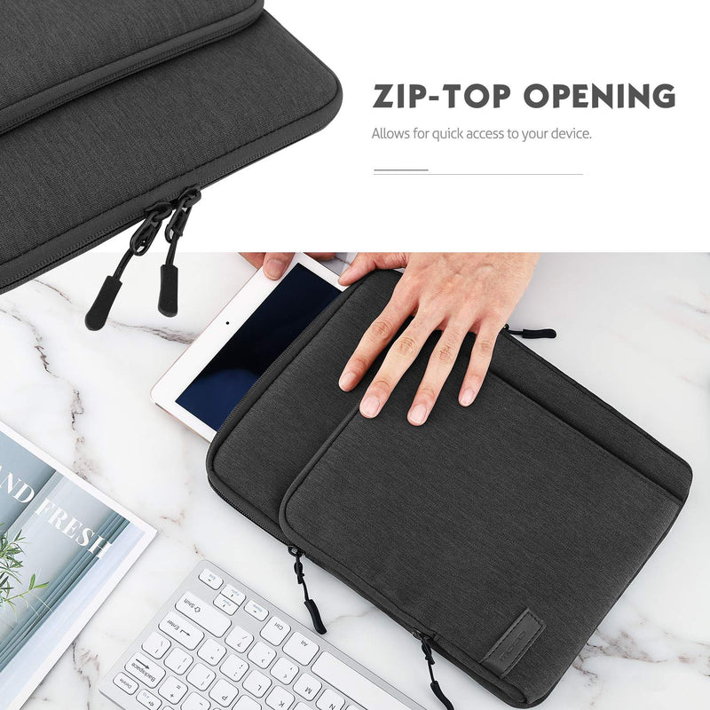 MoKo 9-11 Inch Tablet Sleeve Bag Carrying Case with Storage Pockets Fits New 11-inch iPad Pro M4/iPad Air M2 2024, iPad Air 5/4 10.9, iPad Pro 11, iPad 10/9/8th 10.9/10.2, Tab S8/S9 11,Black & Gray Black & Gray