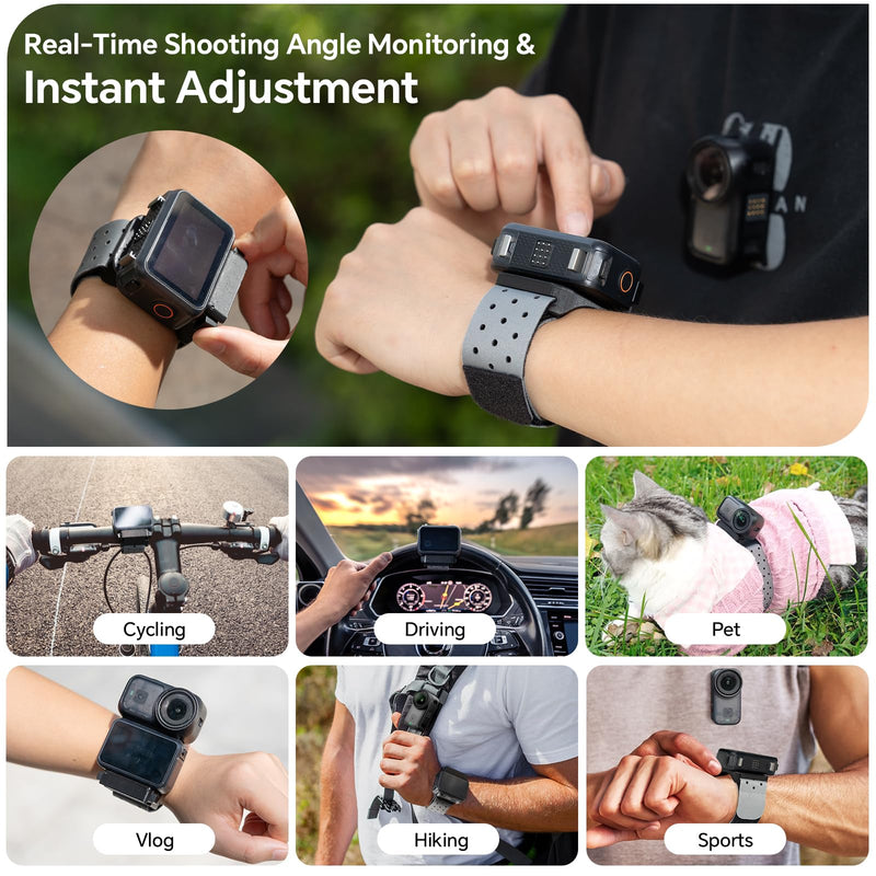 DELOPE Magnetic Wrist Mount Strap Compatible with DJI Osmo Nano & Xtra Atto | Wristband Holder Real-Time Monitoring Video Recording for Vlog Hiking Cycling Outdoor Sports