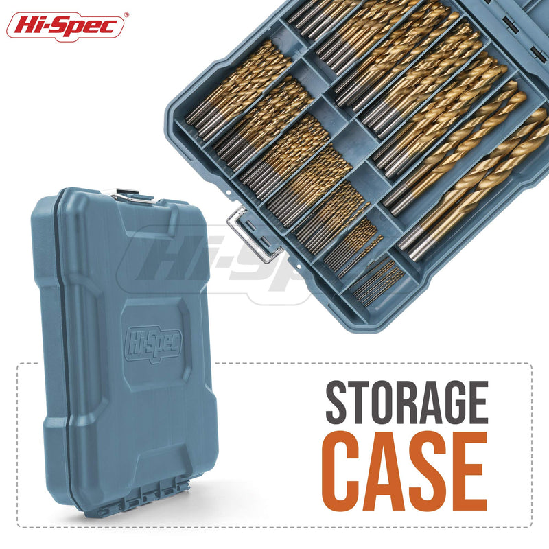 Hi-Spec Tools Drill Bit Set 99pc SAE HSS Steel for Drill Drivers - 1/16 to 3/8" Drill Bits for Metal, Plastics, Wood, Drywall - Complete Bits Sets with Storage Holder Case