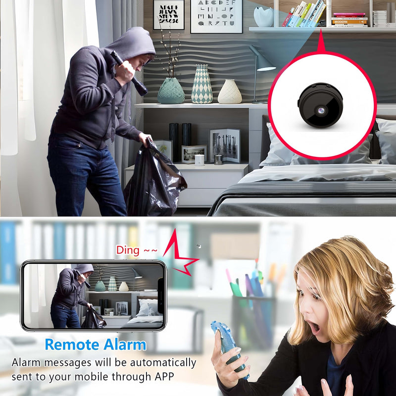 HsiaoPun Home Camera 1080P Wireless WiFi Small Nanny Cam Portable Indoor Secret Tiny Video Security Cameras with AI Motion Detection Night Vision