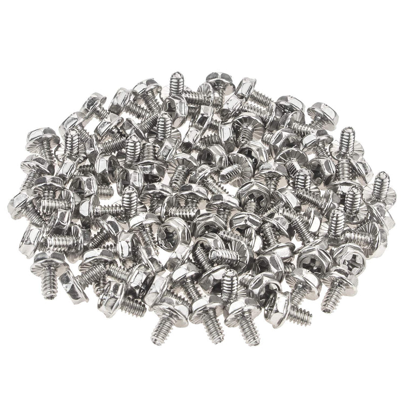 Toothed Hex 6/32 Screw 6# -32Computer PC Case Hard Drive Motherboard Mounting Screws, 100 PCS