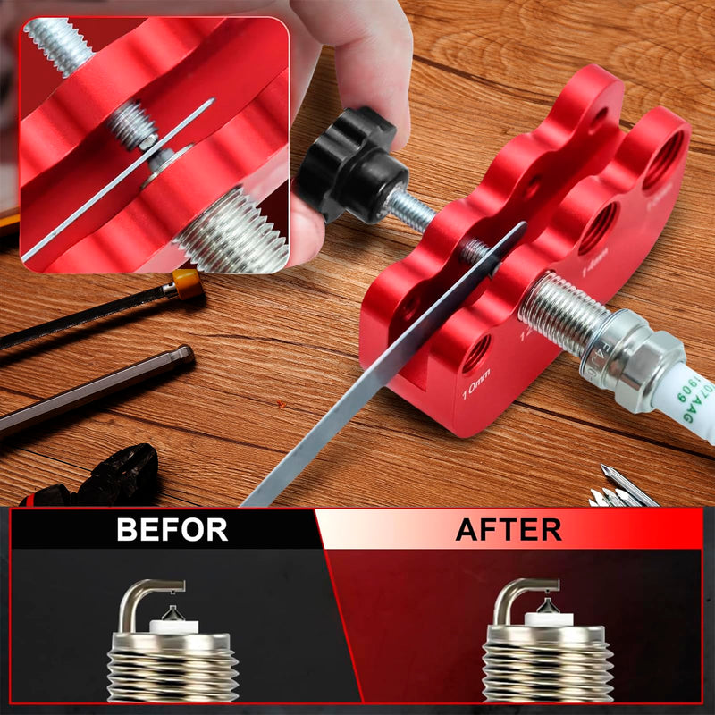 Universal Spark Plug Gap Tool for Most 10mm 12mm 14mm 16mm Spark Plugs with 1 Set Feeler Gauge Black