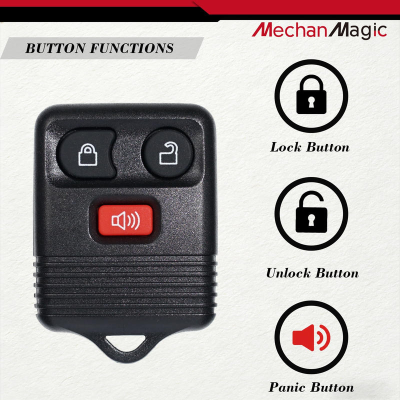Key Fob Replacement Kit Fits for Ford F150 F250 F350 Explorer Expedition Excursion Ranger Lincoln 1998-2003 Remote with Uncut Transponder Ignition Key (H72-PT 4C Chip)