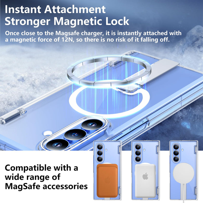 For Samsung Galaxy Z Fold 8 Ultra Case with Kickstand & Screen Protector | MagSafe-Compatible,Military Grade Drop Tested Non-Slip Slim Shockproof Case for Samsung Galaxy Z Fold 8 Ultra-Clear Glaxy Z Fold 8 Ultra-6.9" Clear