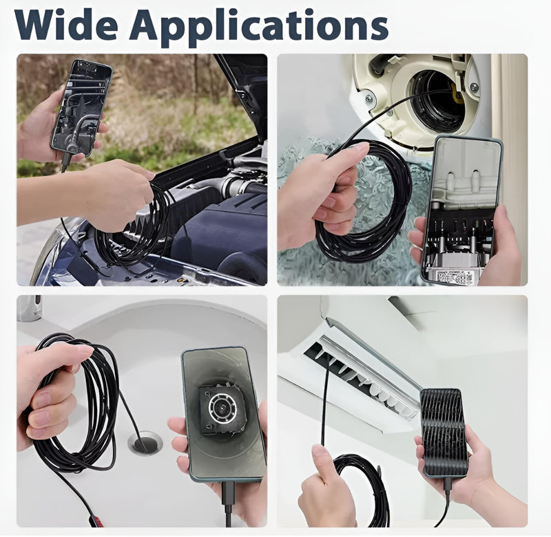 Borescope1920P HD Endoscopic Camera - with 8 Adjustable LEDs, 16.4ft Semi-Rigid Serpentine Camera, 7.9mm IP67 Waterproof Inspection Tool for iOS and Android Devices Gift