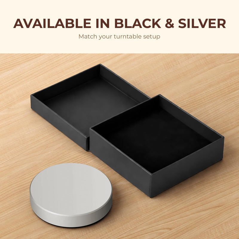 Turntable-Safe 7.1±0.2 oz (200±5 g) Aluminum Record Weight Stabilizer | Balanced Vinyl Record Weight, Low-Profile Design, Soft Velvet Felt Damping Base, Reduces Micro-Vibration & Resonance, Silver Sliver