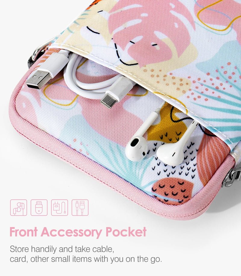 MoKo 6-7 Inch Kindle Sleeve Bag, Protective Nylon Cover Compatible with Kindle Paperwhite 2021, Fire 7 2022, All-New Kindle/Kids (11th Generation) 2022, Kindle Oasis E-Reader, Tropical Leaf 6.8 inch