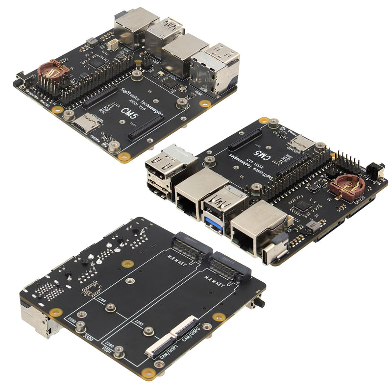 Geekworm X1501 CM5 IO Carrier Board for Raspberry Pi Compute Module 5 Support Dual M.2 NVMe SSD|1GbE + 2.5GbE Ethernet Ports